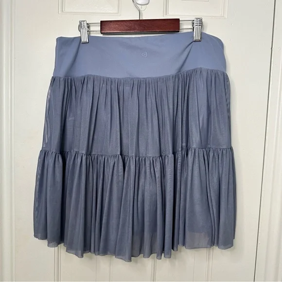Blogilates Ballerina Skort Steel Blue Crossover Waist Mesh Pirouette Active 1X - Picture 8 of 10